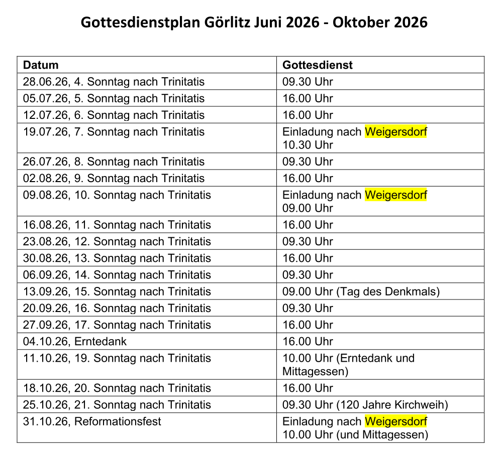 Aktueller Gottesdienst-Plan